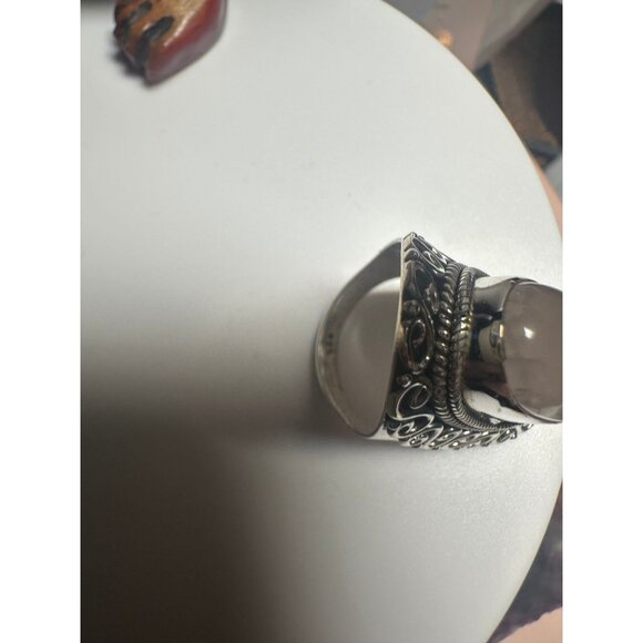 Sterling Silver Rose Quartz Chuncky Ring - Picture 2 of 7